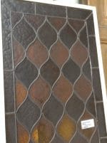 25762_1.jpg Coppia di vetrate Liberty originali con vetri piombati in due colori e cornice in ferro