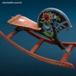 31585_1 Vecchio cavallino a dondolo in legno dipinto a mano provenienza Ungherese