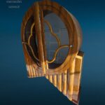 vetrina a due ante tonda déco in legno e vetro, stile anni '30 in perfette condizioni