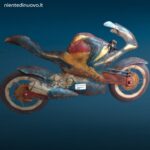 Pannello da parete in latta colorata con motocicletta, dimensioni 89x49 cm