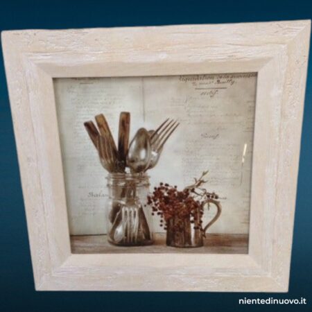Quadro shabby chic quadrato con cornice in legno
