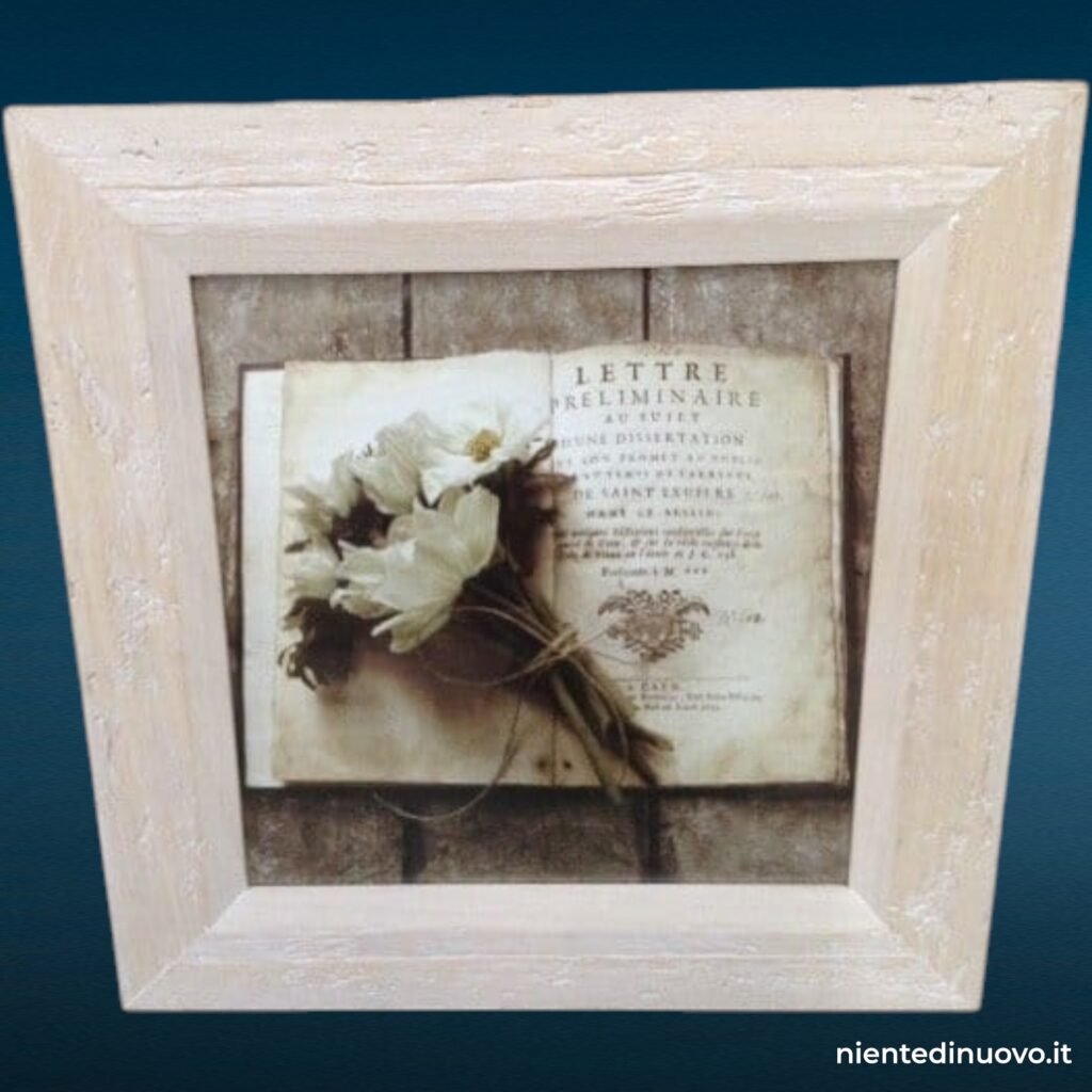 Quadro shabby chic quadrato con cornice in legno