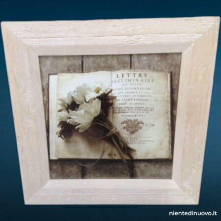 Quadro shabby chic quadrato con cornice in legno