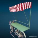Banchetto bicicletta vintage in ferro con cappottina