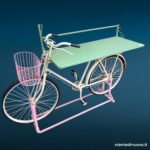 Banchetto bicicletta vintage in ferro con cappottina