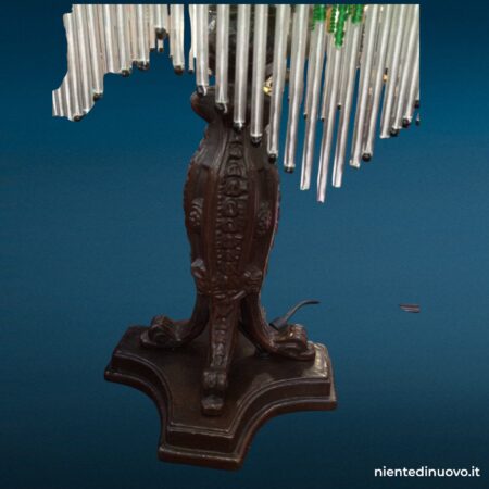 Lampada Liberty con paralume in pasta di vetro e perline, H 45 cm