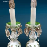 coppia abat-jour vintage in vetro di Bohemia lavorate a mano con vetri colorati sovrapposti