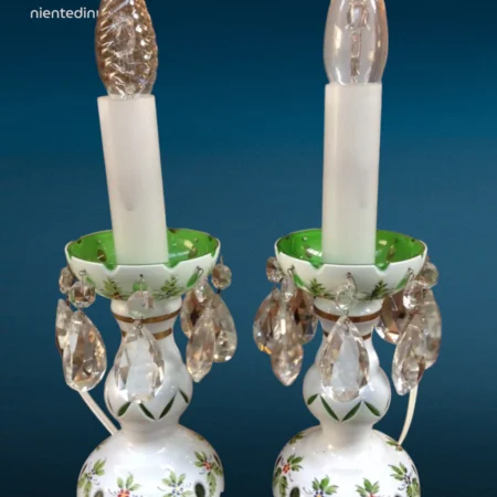 coppia abat-jour vintage in vetro di Bohemia lavorate a mano con vetri colorati sovrapposti