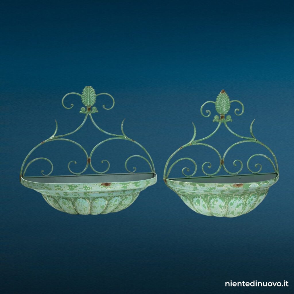 SET 2 pz portafiori DA PARETE IN FERRO