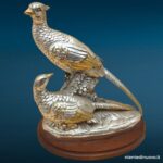 scultura fagiani argentata