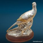 scultura fagiani argentata