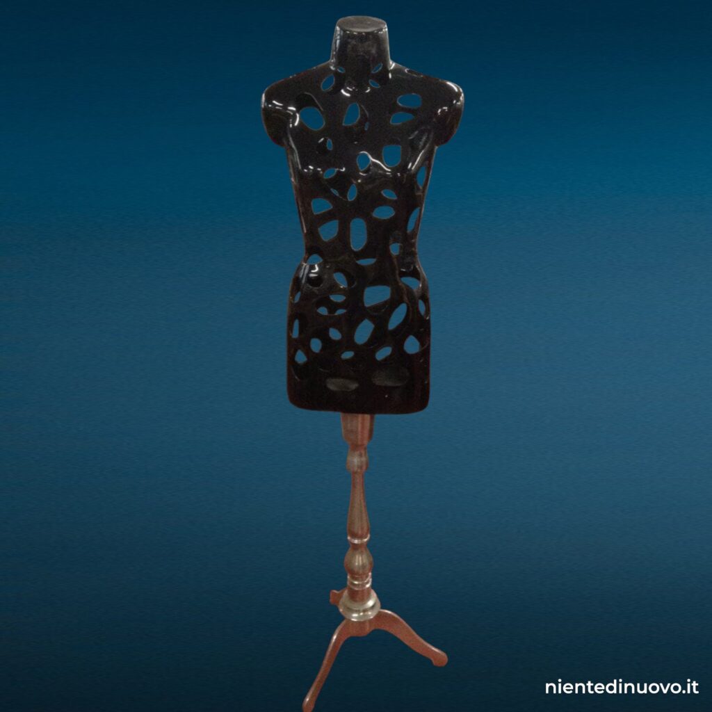 38077 Busto manichino in metallo nero con supporto a treppiede