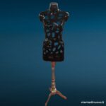 38077 Busto manichino in metallo nero con supporto a treppiede