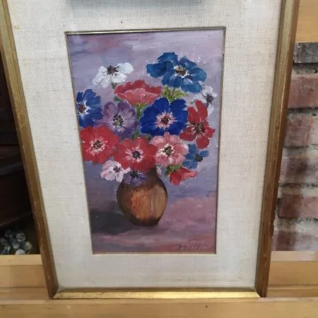 dipinto a olio VASO DI FIORI firmato