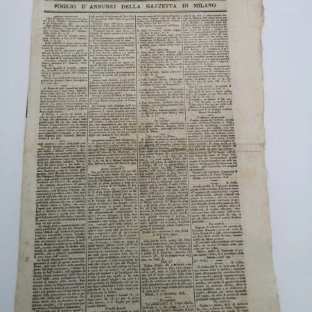 antico foglio d'annunzj della gazzetta di Milano 18 novembre 1828
