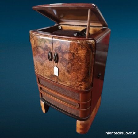 Mobile radio anni '40 in radica con giradischi (Siemens/Telefunken)