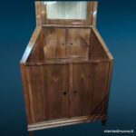 Angoliera alta anni '30 in legno lastronato con vetrinetta