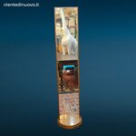 Specchiera verticale girevole in legno di noce con appendiabiti posteriori, produzione italiana anni 80