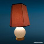 Lampada da soggiorno con base in vetro e paralume rosa