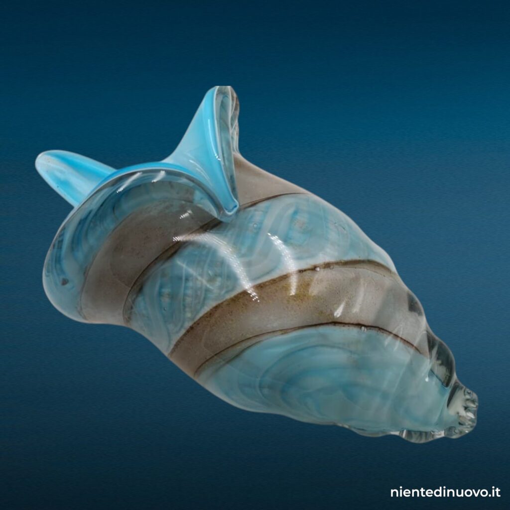 Conchiglia in vetro azzurra 33 cm - soprammobile vintage