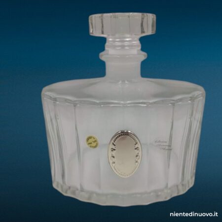 Bottiglia liquore in cristallo con placchetta e tappo in argento