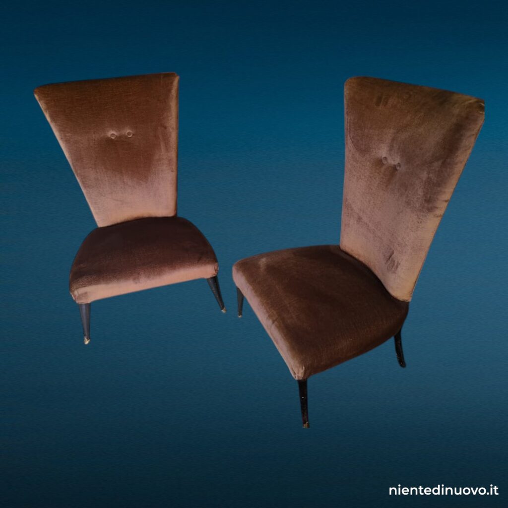 Coppia poltroncine in velluto anni '60
