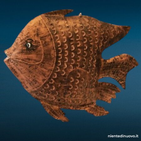 Pesce portacandela in metallo colore rame