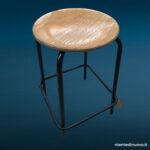 Sgabello in legno di faggio e acciaio anni 60