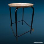 Sgabello in legno di faggio e acciaio anni 60