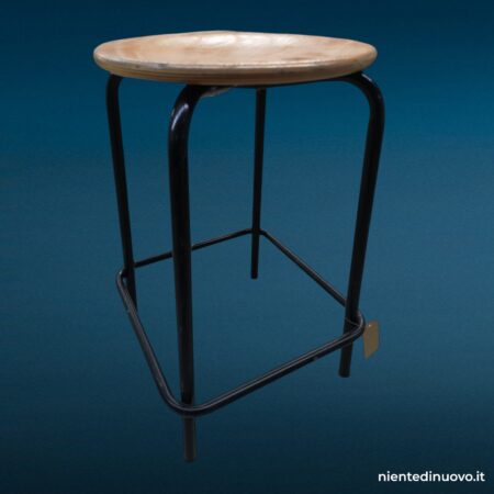 Sgabello in legno di faggio e acciaio anni 60