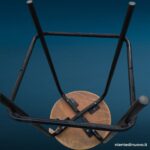 Sgabello in legno di faggio e acciaio anni 60