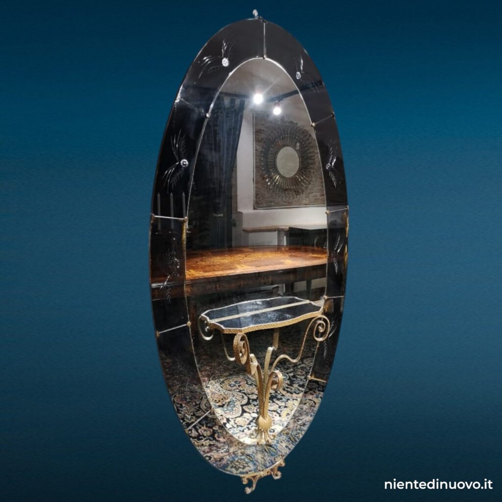 Specchiera Cristal Art Colli anni 50 con consolle