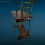 Mobiletto toeletta Liberty in legno con specchiera molata e dettagli in ottone