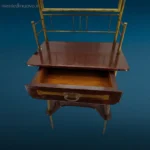 Mobiletto toeletta Liberty in legno con specchiera molata e dettagli in ottone