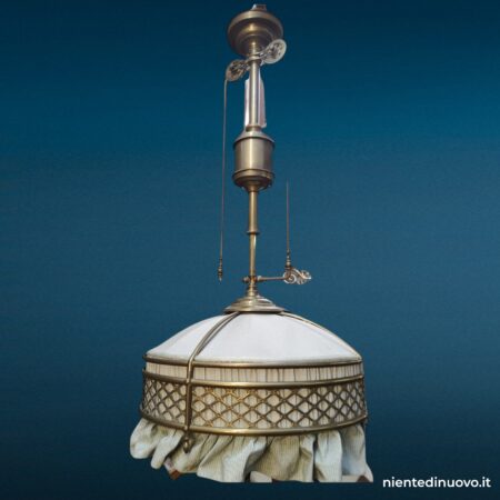 Lampadario artigianale in ottone con saliscendi