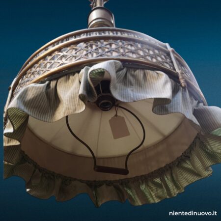 Lampadario artigianale in ottone con saliscendi