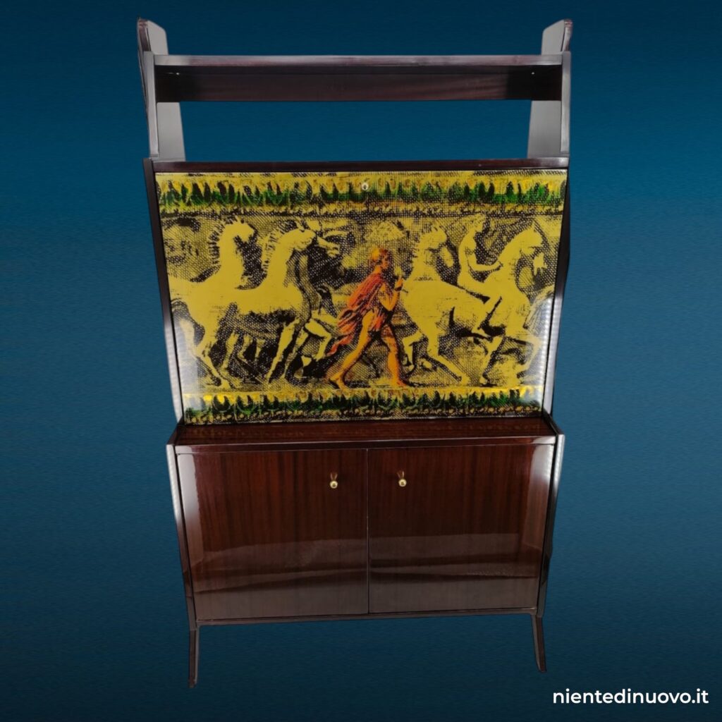 04387 Mobile bar vintage anni '60 con foglia d'oro