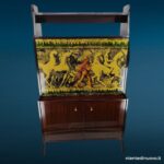 04387 Mobile bar vintage anni '60 con foglia d'oro