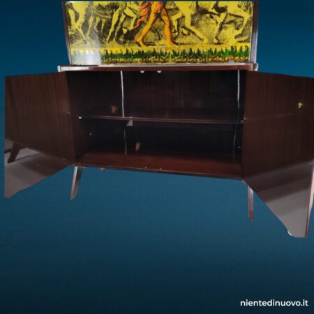 Mobile bar vintage anni '60 con foglia d'oro
