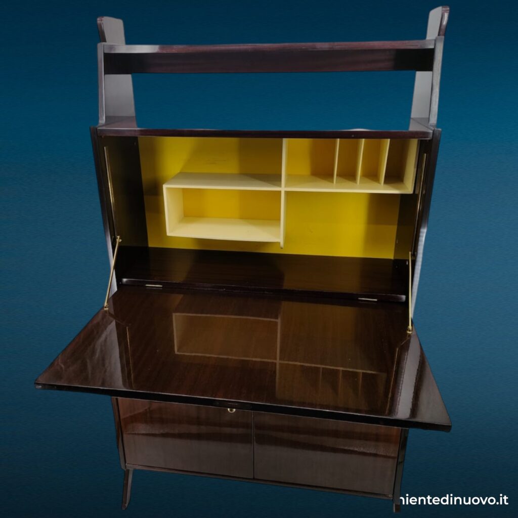Mobile bar vintage anni '60 con foglia d'oro