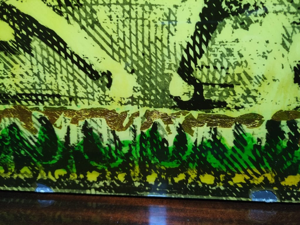 Mobile bar vintage anni '60 con decorazione in foglia d’oro