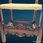 39810_4 Sedia intagliata in legno con seduta in paglia