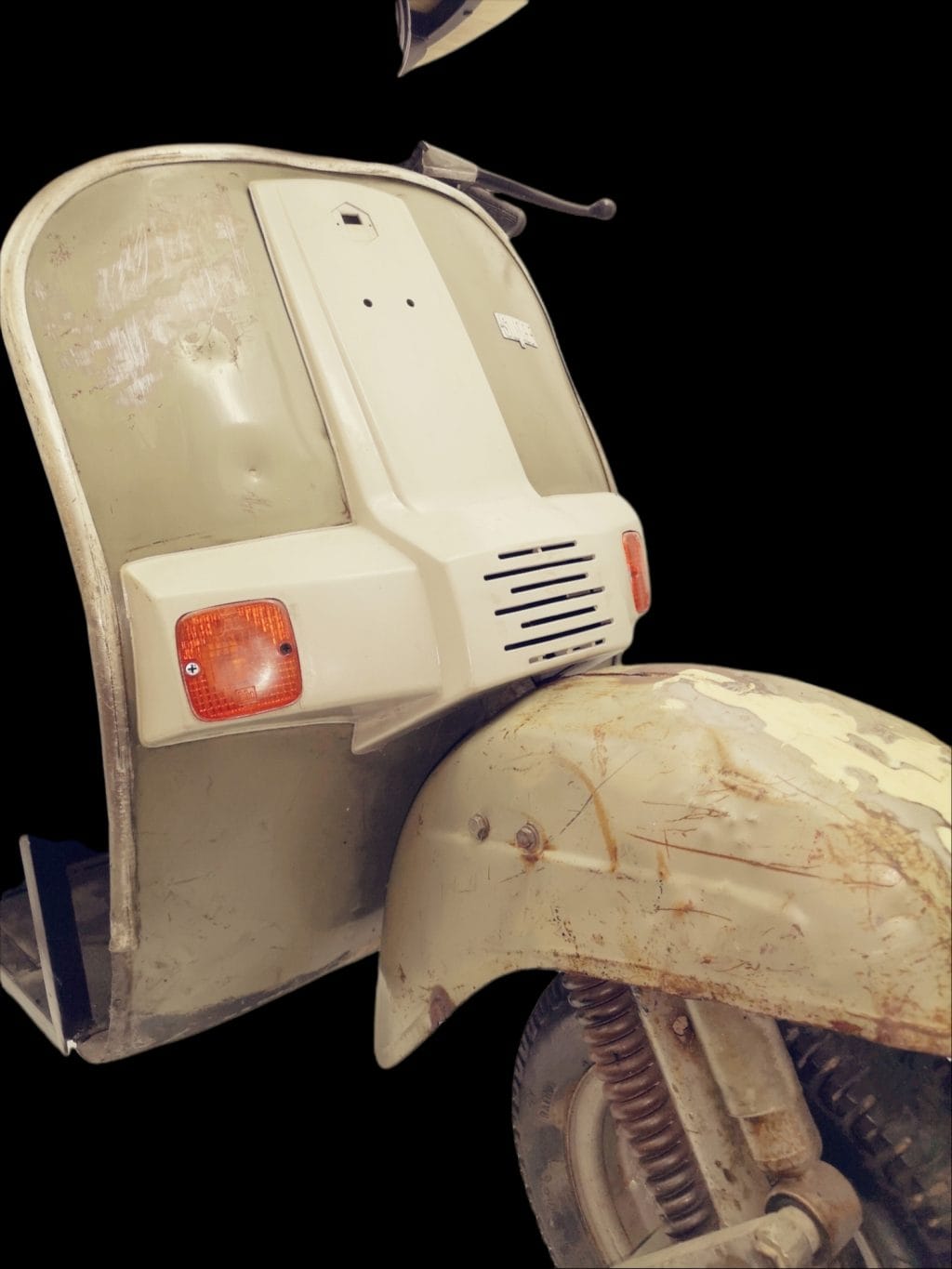 mobiletto tavolino Vespa vintage con ripiani metallici e piano in legno