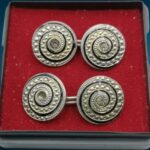 39859 Coppia gemelli da uomo tondi vintage, diametro 12 mm