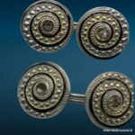 39859_1 Coppia gemelli da uomo tondi vintage, diametro 12 mm