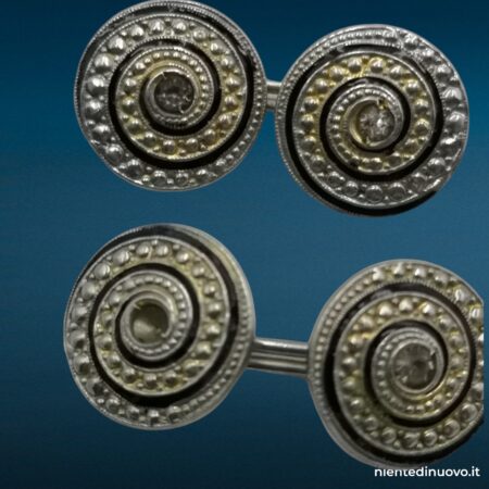 Coppia gemelli da uomo tondi vintage, diametro 12 mm