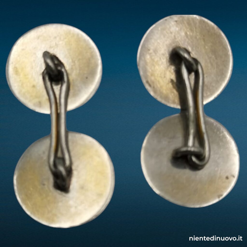 Coppia gemelli da uomo tondi vintage, diametro 12 mm