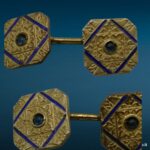 Coppia di vecchi gemelli quadrati da uomo, 13 mm