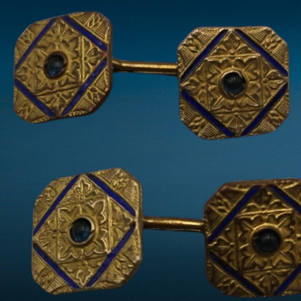 Coppia di vecchi gemelli quadrati da uomo, 13 mm