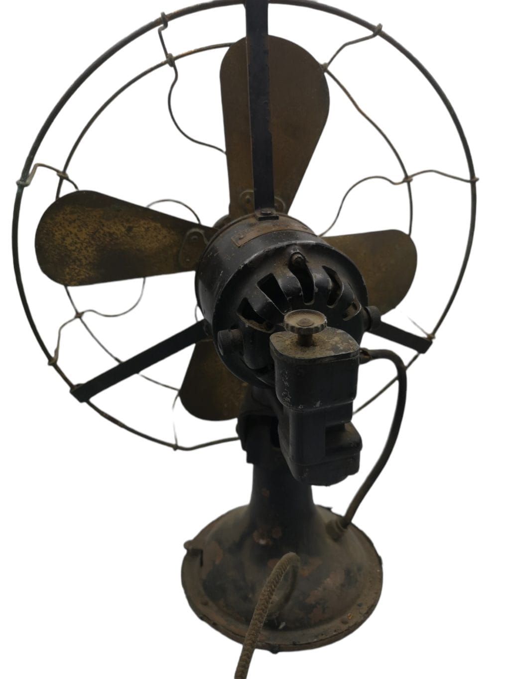 Vecchio ventilatore AEG da collezione in metallo, funzionante ma da revisionare